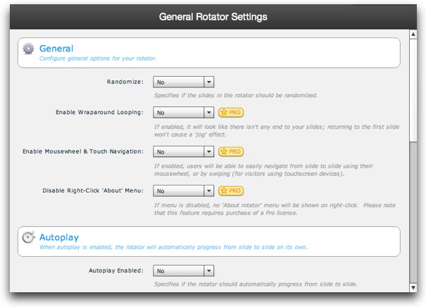 Settings section